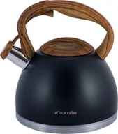 Czajniki na gaz - Kamille Czajnik stalowy z gwizdkiem 2.7 L z brązowym uchwytem KM-1087 243792-uniw - miniaturka - grafika 1