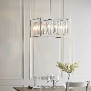 Endon Glamour LAMPA wisząca ACADIA 81931 Endon prostokątna OPRAWA metalowa klatka ZWIS z kryształkami chrom przezroczysta 81931 - Lampy sufitowe - miniaturka - grafika 5