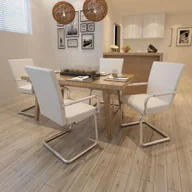 Krzesła - vidaXL Nowoczesne krzesła jadalniane, biała eko skóra x4 - miniaturka - grafika 1