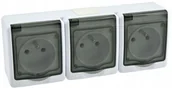 Gniazdka elektryczne - LEDart Potrójne 3xP+Z IP44 N/t Klapka Dymna Beta - miniaturka - grafika 1