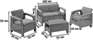 Allibert Meble rattanowe Corfu cappuccino - Meble ogrodowe - miniaturka - grafika 3
