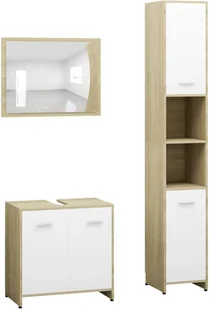 vidaXL vidaXL 3-częściowy zestaw mebli łazienkowych, biel i dąb sonoma, płyta 8720286166222 - Meble łazienkowe - miniaturka - grafika 2