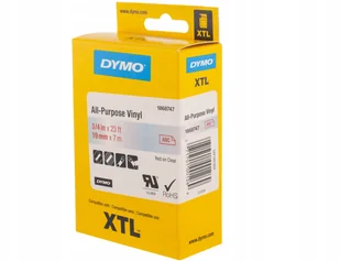 Dymo Oryginał DYMO XTL taśma winylowa trwała 19 mm) Czerwona na przezroczystym 7m długości 1868747 - Taśmy do drukarek barwiące - miniaturka - grafika 2