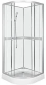 Kabiny prysznicowe - Novoterm Kerra Classic White 80x80 profil satyna szkło transparentne/białe + brodzik - miniaturka - grafika 1