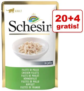 Schesir 20 + 4 gratis! w galarecie, saszetki, 24 x 85 g - Tuńczyk z kurczakiem i krewetkami - Mokra karma dla kotów - miniaturka - grafika 3
