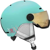 Kaski narciarskie - Salomon Grom Visor Kask Narciarski Aruba Glossy S - miniaturka - grafika 1