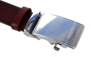 Arucce (PL) Pasek Męski Skórzany MASSIMO (PL) Skóra Licowa EXTRA 35 mm BORDOWY Gładki Klamra Samozaciskowa SREBRNA 34 - Paski - miniaturka - grafika 4