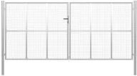 Ogrodzenia - vidaxl Brama ogrodowa, galwanizowana stal, 415x250 cm, srebrna - miniaturka - grafika 1