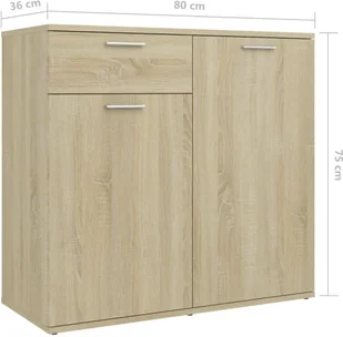 vidaXL Szafka dąb sonoma 80x36x75 cm płyta wiórowa 805773 - Komody - miniaturka - grafika 10