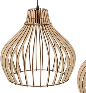 EULUNA Lampa wisząca Barrel drewniane klosze 3-pkt. długa - Lampy sufitowe - miniaturka - grafika 3