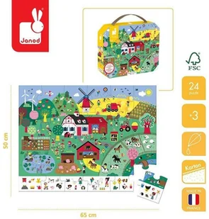 Janod Puzzle obserwacyjne w walizce Farma 24 elementy 3+ Made in France, solution-bc-7528-0 - Puzzle - miniaturka - grafika 3