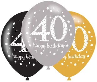 AMSCAN Balony z nadrukiem "40" - 28 cm - 6 szt. 9900739 - Balony i akcesoria - miniaturka - grafika 2