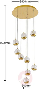 Lucande Lucande Hayley lampa wisząca LED 9-punktowa, złota - Lampy sufitowe - miniaturka - grafika 4