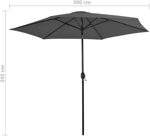 vidaXL Parasol ogrodowy na metalowym słupku, 300 cm, antracytowy - Parasole ogrodowe - miniaturka - grafika 8