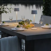 Lampy ogrodowe - Konstsmide Lampa stołowa LED Positano zewnętrzna, biała - miniaturka - grafika 1