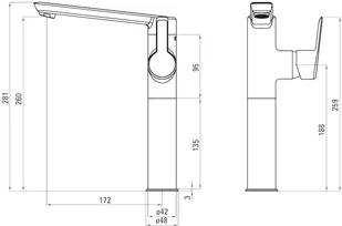 Deante Bateria umywalkowa Arnika wysoka czarna BQA_N21K - Baterie umywalkowe - miniaturka - grafika 3