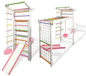 Wyposażenie sportowe i gimnastyczne - Małpiszon MAŁPISZON Drabinka gimnastyczna drewniana Czempion biało-różowa DSKM-Czempion - miniaturka - grafika 1