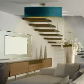 Lampy sufitowe - LYSNE Lampa sufitowa do salonu GRENADA VELUR fi 80 cm kolor zieleń butelkowa ze złotym wnętrzem - miniaturka - grafika 1