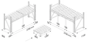 B2B Partner Regał paletowy 5500x2700x800 mm, 3 piętra, dodatkowy 141262 - Szafy i regały magazynowe - miniaturka - grafika 3
