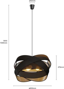 Lindby Simaria lampa wisząca z tkaniny, czarna - Lampy sufitowe - miniaturka - grafika 5