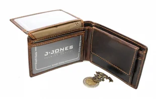 Jennifer Jones Portfel Męski Skórzany Skóra Licowa Mały Poziomy Bez Zapięcia Jedno Skrzydełko Do Góry 5562 RFID - Portfele - miniaturka - grafika 4