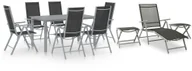 Meble ogrodowe - vidaXL 10-cz. zestaw mebli do ogrodu, czarno-srebrny - miniaturka - grafika 1