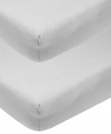 Prześcieradła dla dzieci - Meyco Meyco 563205 Jersey prześcieradło z gumką, 2 sztuki, dla niemowląt, 100% bawełna, 40 x 80/90 cm, jasnoszary - miniaturka - grafika 1