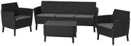 Meble ogrodowe - Rojaplast Zestaw mebli ogrodowych SALEMO 3 SEATER grafitowo szary - miniaturka - grafika 1