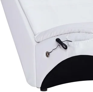 vidaXL Szezlong masujący z poduszką, biały, sztuczna skóra - Szezlongi - miniaturka - grafika 8