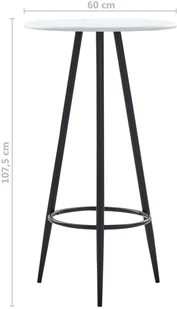 vidaXL Stolik barowy, biały, 60 x 107,5 cm, MDF - Ławy i stoliki kawowe - miniaturka - grafika 4