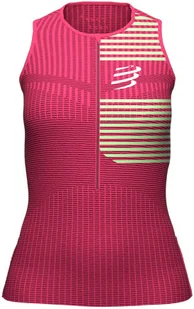 Compressport Triathlonowa koszulka kompresyjna damska TRI POSTURAL TANK TOP różowo-zielona - Bielizna sportowa damska - miniaturka - grafika 8