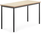 Meble do szkół i przedszkoli - AJ Produkty Stół SONITUS, 1400x600x760 mm, beżowe linoleum, antracyt - miniaturka - grafika 1