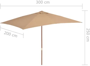 vidaXL Parasol ogrodowy na drewnianym słupku, 200x300 cm, taupe - Parasole ogrodowe - miniaturka - grafika 7