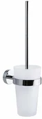 Akcesoria do wc - tesa SMOOZ szczotka do WC  wysokiej jakości szczotka do WC w zestawie z satynowanym szklanym pojemnikiem do montażu na ścianie  wraz z rozwiązaniem do przyklejania bez wiercenia - miniaturka - grafika 1