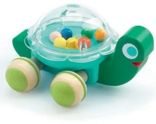 Djeco Drewniana zabawka do pchania żółw z grzechoczącymi kulkami LOLA - Pchacze - miniaturka - grafika 2