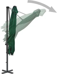 vidaXL Parasol wiszący z aluminiowym słupkiem, 250x250 cm, zielony - Parasole ogrodowe - miniaturka - grafika 6