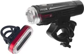 Lampki rowerowe - PROX Lampa p+t /akumulator/ CRATER SET USB 880+50Lm, czarna - miniaturka - grafika 1