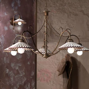 ONLI Lampa wisząca Rosina 5-pkt., jasnoróżowa/brązowa - Lampy sufitowe - miniaturka - grafika 2