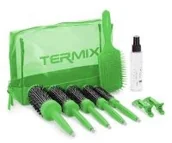 Szczotki i grzebienie do włosów - Termix zestaw 5 zielonych szczotek i akcesoriów + spray Silky 200ml - miniaturka - grafika 1