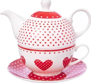 Orion Dzbanek + filiżanka ze spodkiem KROPKI SERCA 127283 - Dzbanki i imbryki - miniaturka - grafika 2