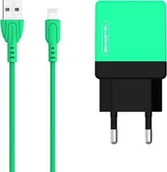 Ładowarki do telefonów - Somostel Ładowarka  ŁADOWARKA SIECIOWA 2A + KABEL IPHONE ZIELONA SOMOSTEL 2100mAh 2XUSB DUAL SMS-A53 28231 - miniaturka - grafika 1