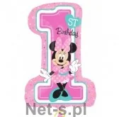 Urodziny dziecka - Amscan Balon foliowy Cyfra Minnie 1 urodziny - miniaturka - grafika 1