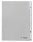 Przekładki do segregatorów - Durable 644010 puste Skorowidz z PP, 5-częściowy, z uniwersalnymi otworami, szary 644010 - miniaturka - grafika 1