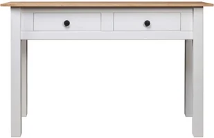 vidaXL Stolik konsola, biały, 100x40x73 cm, lita sosna, seria Panama - Ławy i stoliki kawowe - miniaturka - grafika 2