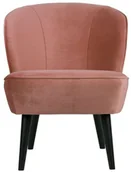 Fotele - Woood Woood Fotel Sara z aksamitu postarzany różowy 375690-31 - miniaturka - grafika 1