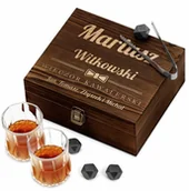 Pozostałe akcesoria barmańskie - Murrano Kamienie do whisky kostki ze szklankami w drewnianym pudełku z ZESZKOS-035 - miniaturka - grafika 1