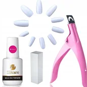 Sztuczne paznokcie i akcesoria - SILCARE Zestaw Tipsy Mleczne Migdałki 100szt+ Klej - miniaturka - grafika 1