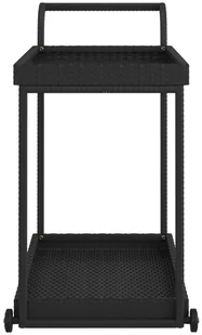 shumee Wózek barowy czarny 100x45x83 cm polirattan - Wózki na żywność - miniaturka - grafika 5