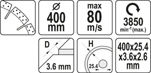Yato TARCZA DIAMENTOWA DO BETONU 400x25,4MM CIĘCIE NA SUCHO I NA MOKRO - Tarcze do pił - miniaturka - grafika 3