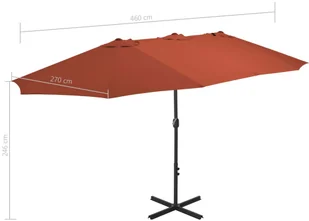 vidaXL Parasol ogrodowy na słupku aluminiowym, 460 x 270 cm, terakota - Parasole ogrodowe - miniaturka - grafika 9
